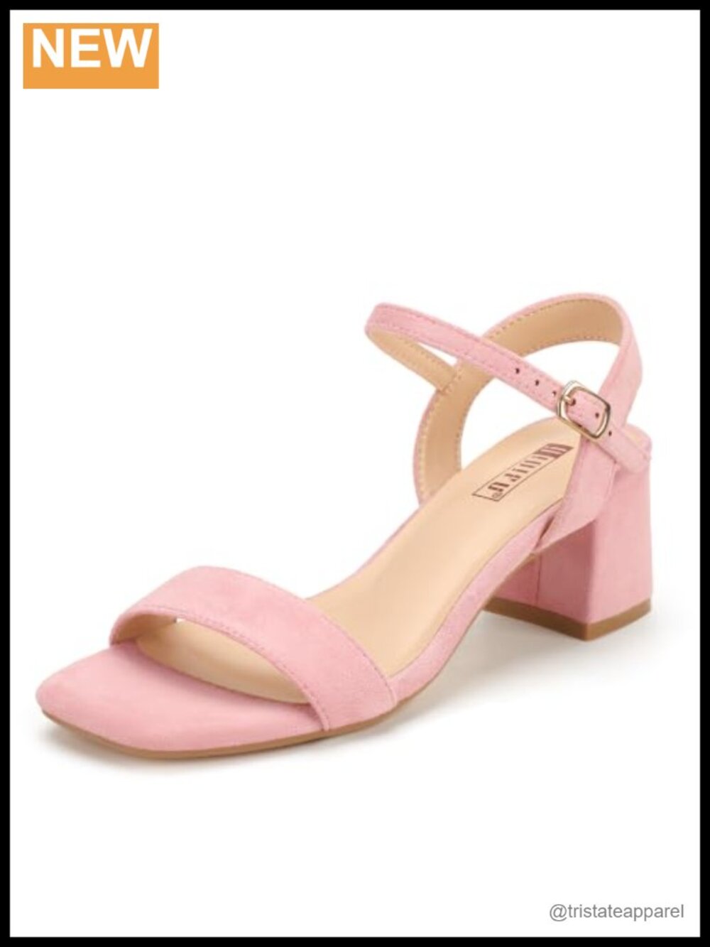 Women's Low Chunky Block Heel Square Open Toe Slingback Sandals Ankle Strap